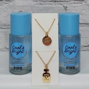 VICTORIA'S SECRET 'PINK' 'COOL & BRIGHT' 4-PIECE BODY MIST & BOTTLE CHARMS SET